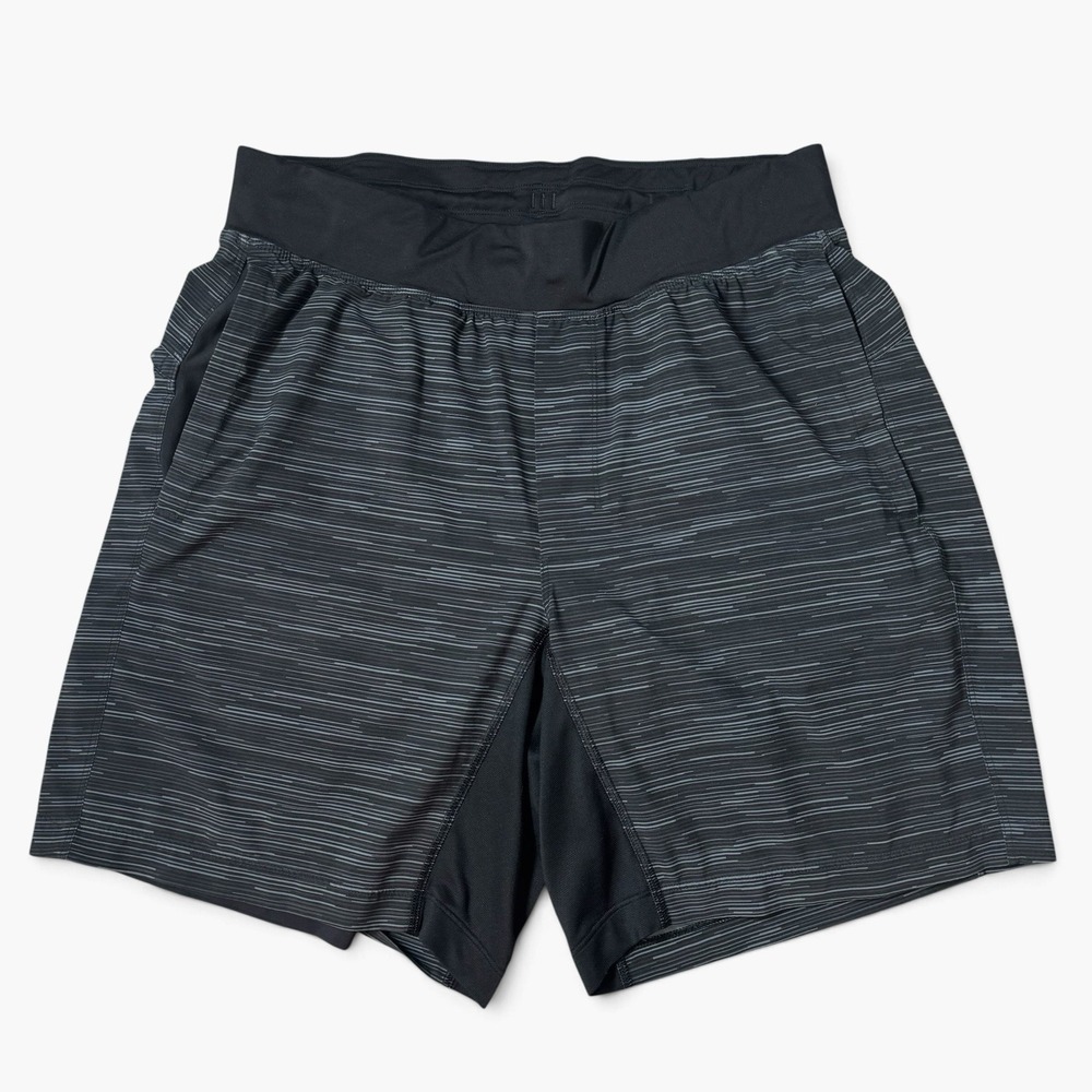 Lululemon T.H.E. Short 9" Lined Mens Running Shorts Size M Heathered Gray Black